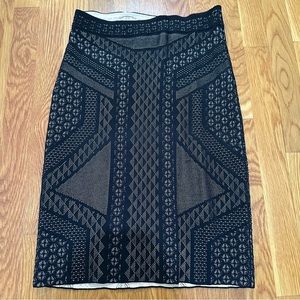BCBGMaxAzria Black Laser Cut Pattern Pencil Skirt — Size L
